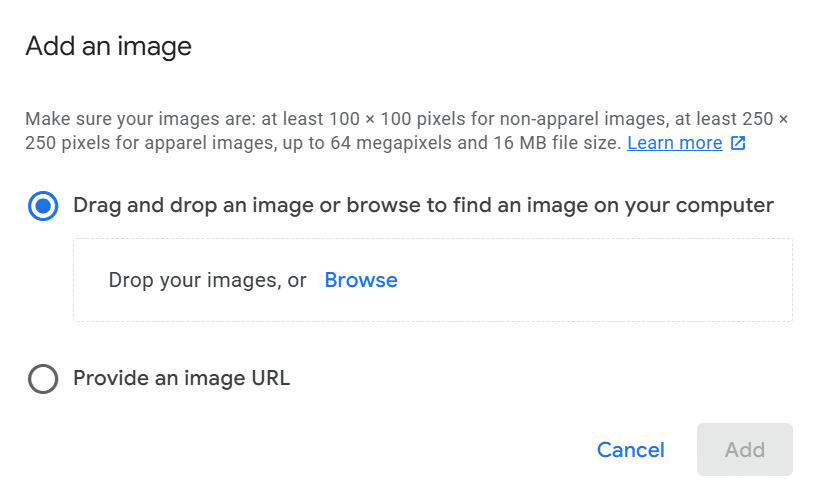 Load a different image to GMC Next by upload or via URL Load a different image to GMC Next by upload or via URL