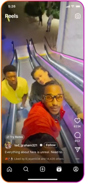 how a Reel appears in its placement on Instagram